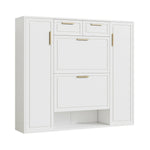 Modern shoe cabinet with adjustable shelves, 2 drawers, folding and 2 doors, white