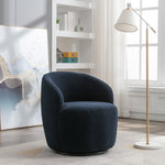 Swivel Accent Chair, Teddy Fabric Barrel Chair, Blue