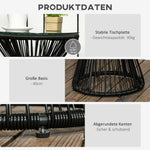 Round Garden Bistro Table, Hollow Drum Design Glass Top, Black