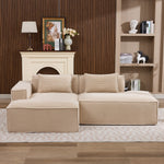 Economy Textile Sofa, 235 cm Wide with Two Cushions and Pencil Case, Modern and Comfortable, Textile