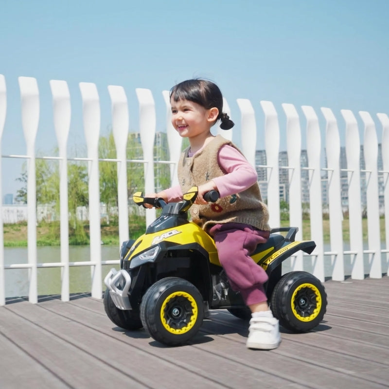 Children's Ride-On Pedal Car with light, music, for 18-36 months, yellow plastic and steel