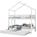 House Bed 90x200cm Triple Extendable Space-Saving - White