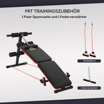 Sit-Up Bench, Adjustable & Foldable, Training Ropes, Steel Black Red