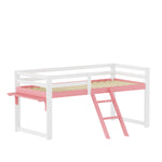Children's Loft Bed 90x200cm with Ladder, White-Pink Solid Pine