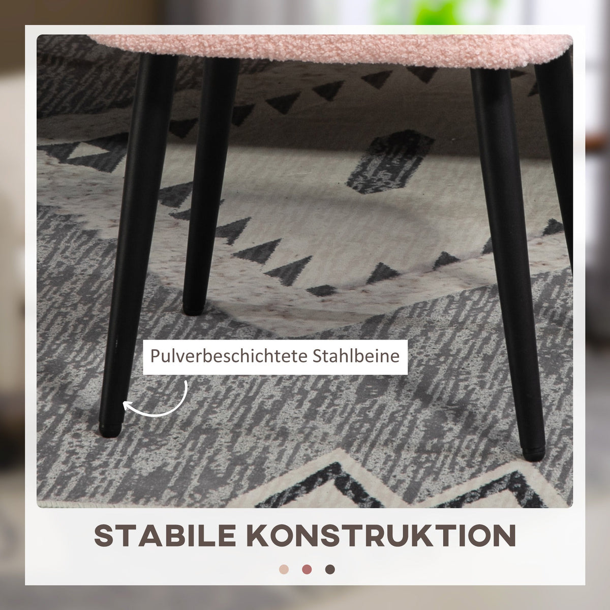 Footstool Square Stool, Ideal Footrest, Pink Cashmere Look