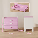 Children's Chest of Drawers, 3-Drawer Storage Cabinet, Pink+White MDF