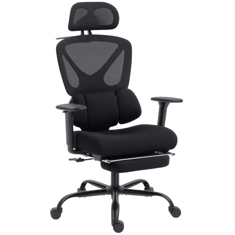 Ergonomic Office Chair, Casters, Lumbar Support, Adjustable Headrest, Mesh Fabric
