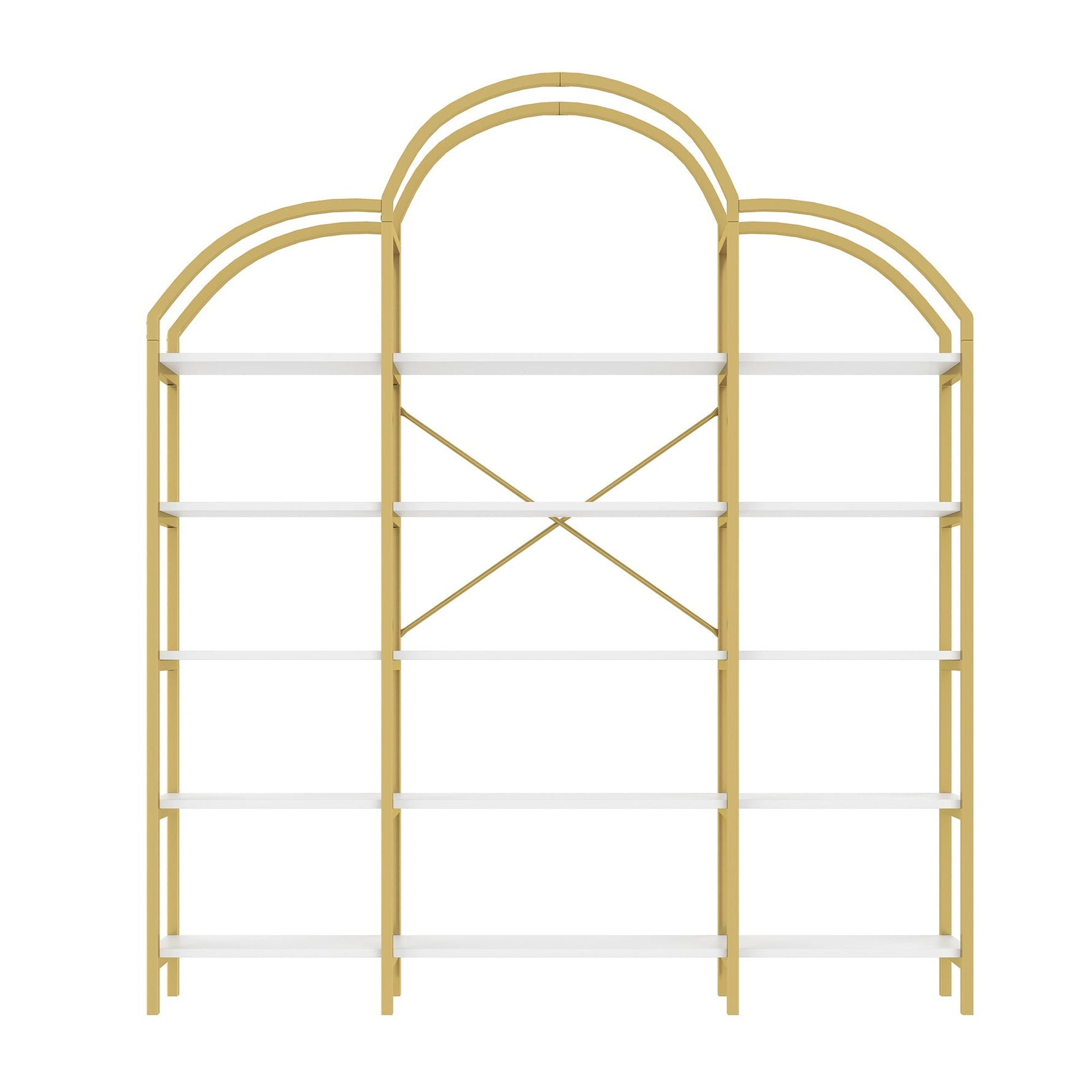 Cloud Shape Display Shelf 170x190cm 5-Tier Storage Steel Tube MDF Gold + White