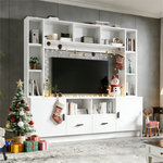 TV Wall Unit Set 180x170cm Display Cabinet 2 Cabinets 2 Drawers for 60" TV - White