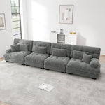 Modular Corner Sofa, 4-Seater Deep Seat Sleeper, Chenille Grey