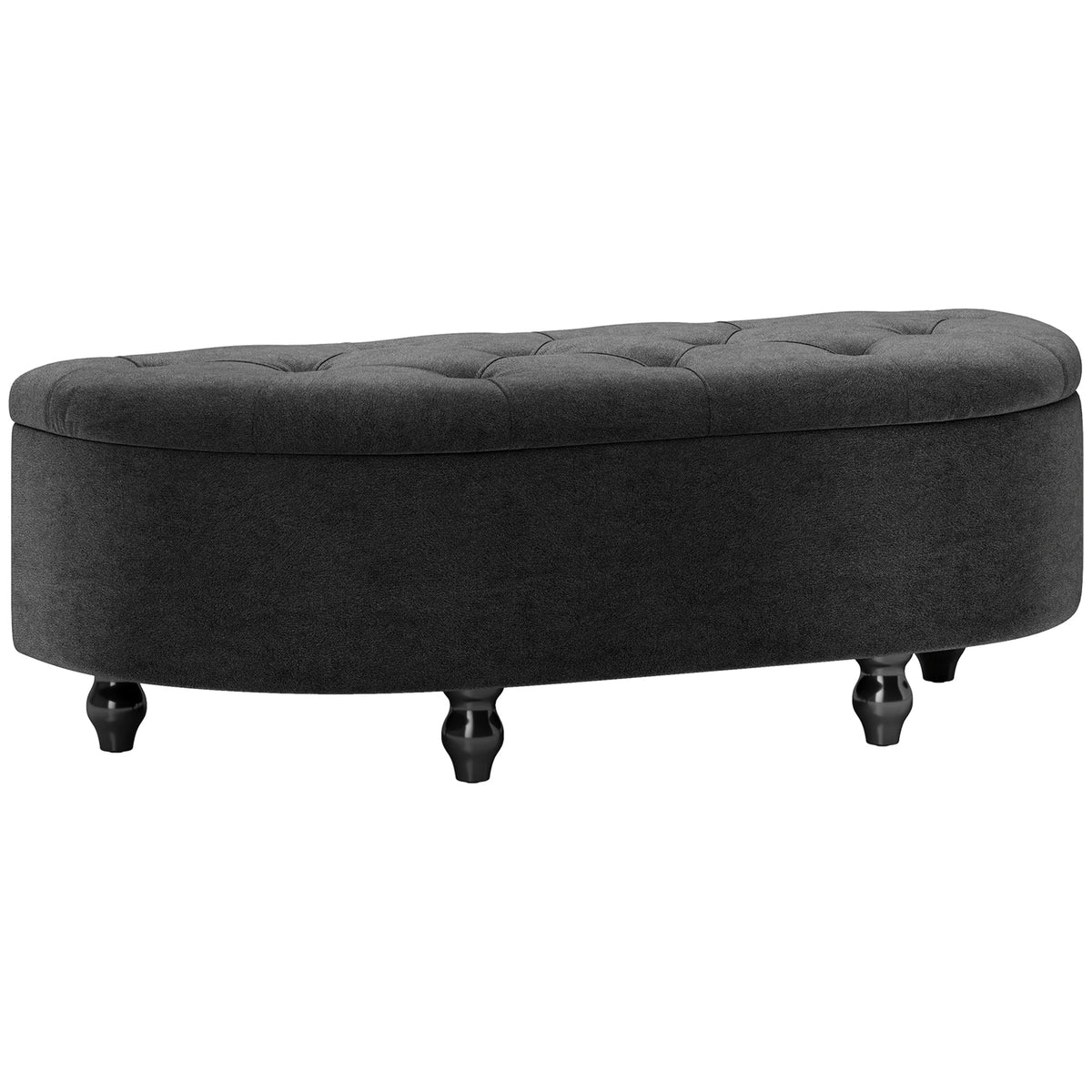 Storage Bench with Open Lid Upholstered 120x46x42cm, Dark Grey Velvet-Touch