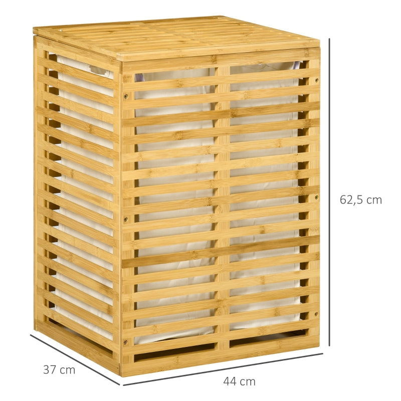 Bamboo Laundry Basket, 63L, Removable Bag, Natural Wood