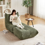 Chenille Togo Sofa with Footrest, Floor Lounge Chair with Memory Foam, Chenille Fabric