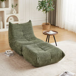 Chenille Togo Sofa with Footrest, Floor Lounge Chair with Memory Foam, Chenille Fabric