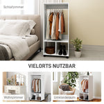 Mobile Wardrobe with Shelf, 4 Swivel Wheels, White