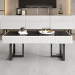 Coffee Table and TV Cabinet Set Modern Minimalist Storage Furniture - Black and White Stripe
