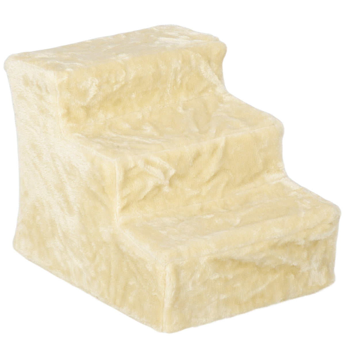 Dog Stairs, 3-Step 35 cm, Plush Look, Beige