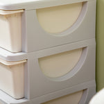 Children's Storage Boxes, 3 Large Drawers, Cream White Plastic