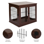 Dog Crate, 2 Entrances, Lockable, MDF and Metal, Brown