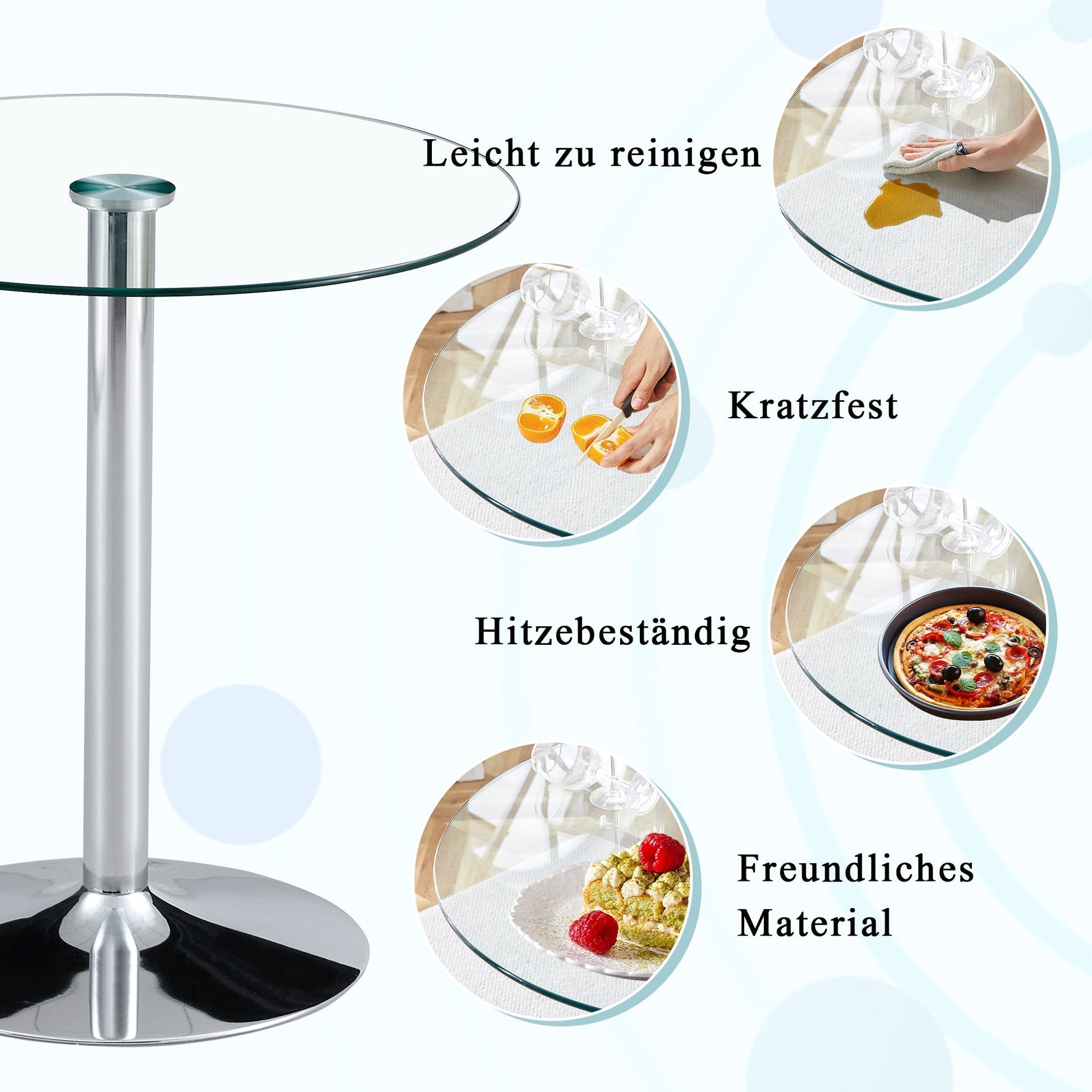 Modern Glass Beam Table Minimalist Ø89cm 92cm High