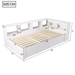 Sofa Bed 90x200 cm with Hydraulic Storage & LED - White