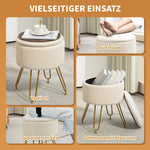 Storage Bench 2-in-1 Upholstered Lid Velvet Look Cream White