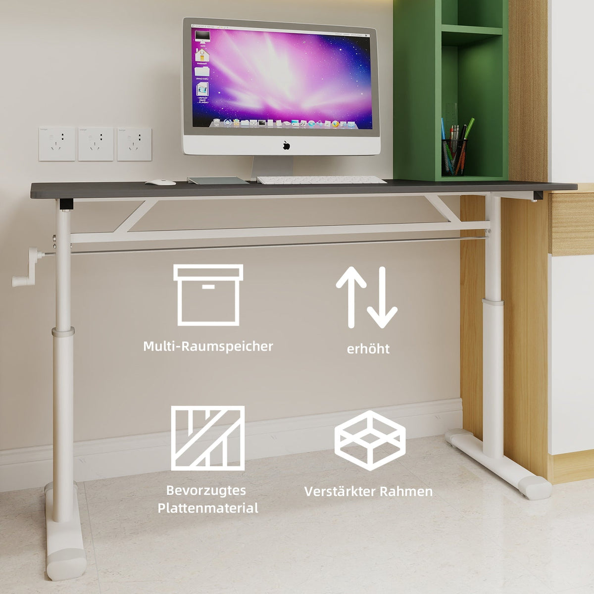 Adjustable Study Desk, Height-Adjustable Multi-Purpose Home/Office, Compact Design
