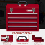 DURHAND Empty Tool Case, 4 Drawers, Top Storage, Lockable, Steel