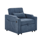 3-in-1 Sofa Bed with Slide-to-Transform Design and USB Charging, Navy Blue