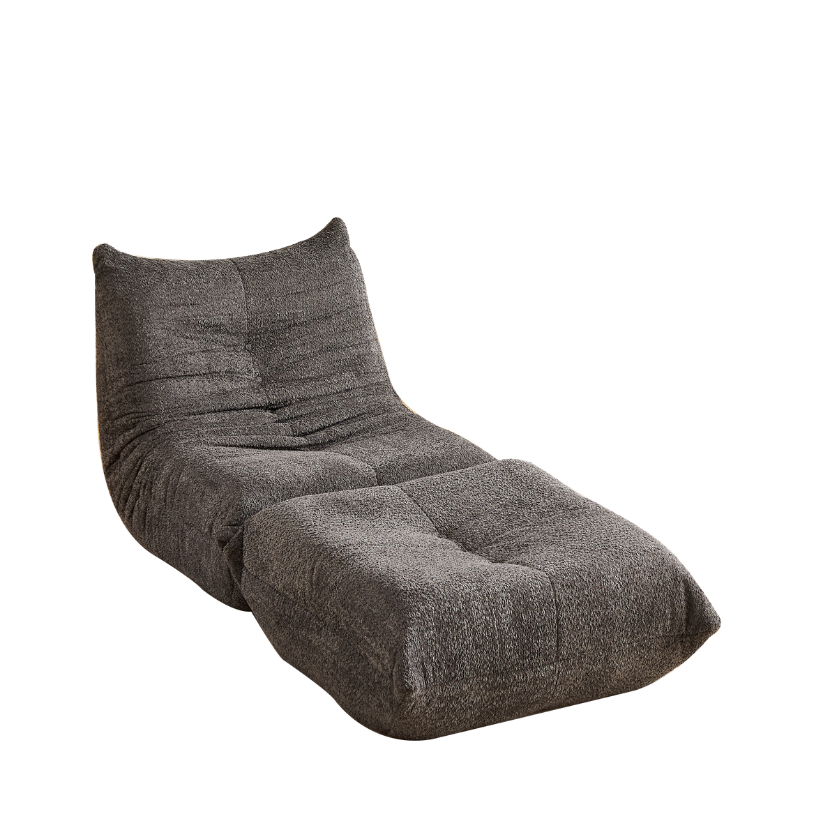 Togo Sofa with Footrest, Armless Floor Lounge Chair with Memory Foam, Chenille