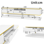 Modern TV Cabinet, 3 Drawers Open Compartment LED Lights 180x38x45cm, High Gloss