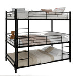 Three-Tier Bed Frame 90x190cm with Ladder & Guardrails