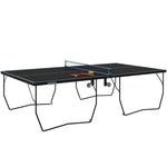 Outdoor Table Tennis Table, Foldable, with Net & Wheels, Steel Black