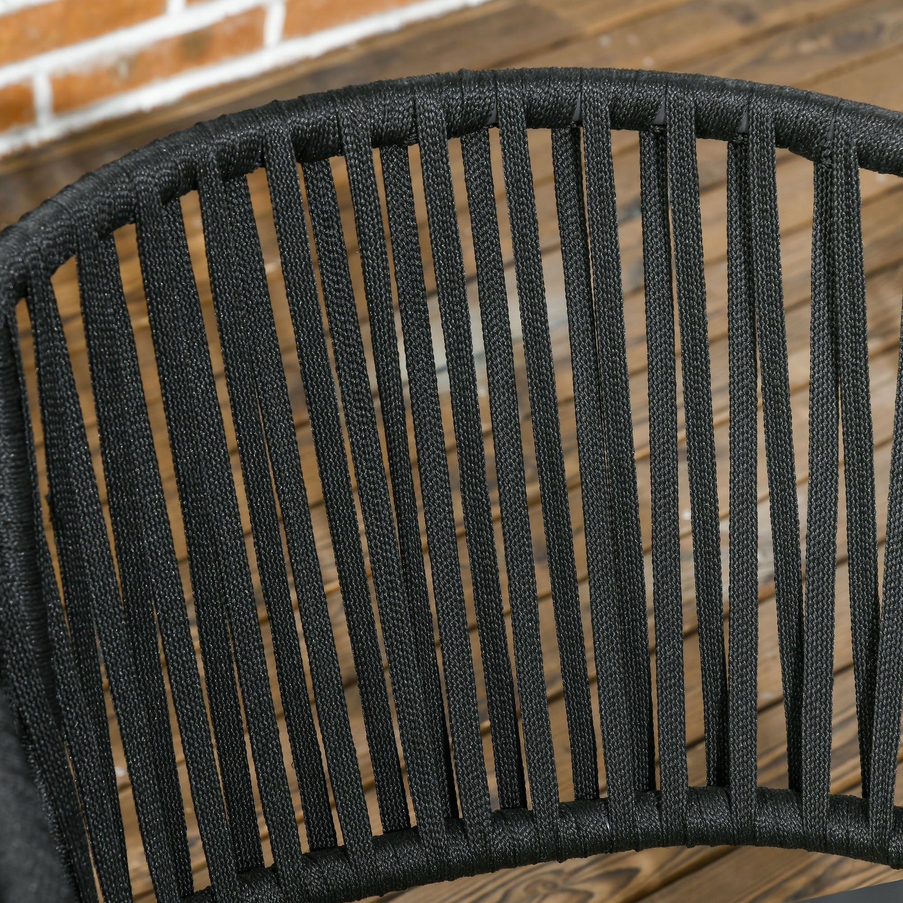 Garden Chairs Set of 2 Cushioned Boho Style Metal Frame, Black