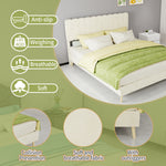 Upholstered Bed 160x200cm with Soft Headboard & Mattress, Beige
