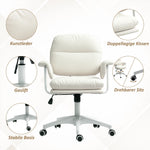 Office Chair Swivel Height-Adjustable Footrest 120kg, Faux Leather White