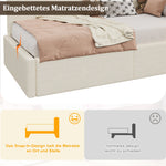 Daybed with Hydraulic Storage, USB Port and Reading Lamp, 90x200cm, Beige Boucle