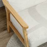Armchair Lounge Chair, Wooden Legs, Upholstered, Cream White