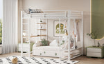 Loft Bed, Ladder & Table, Storage, White