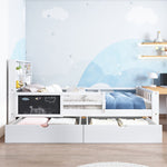 Multi-functional Children's Bed with Drawers and Chalkboard, 90x200cm, White