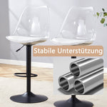 Bar Stool Set of 2 Adjustable Swivel PU Leather Transparent Back - Black Metal/PU