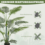 Artificial Palm Tree, 16 UV-Resistant Plastic Leaves with Pot, Green