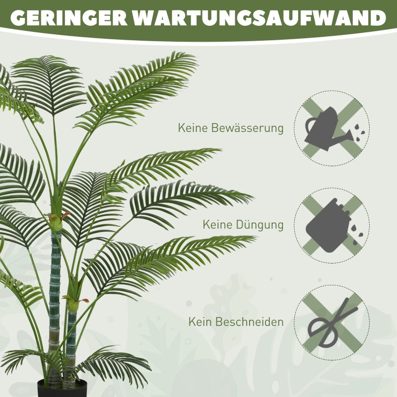 Artificial Palm Tree, 16 UV-Resistant Plastic Leaves with Pot, Green