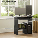 Computer Desk with Open Compartments, Shelves, PC Table, Black
