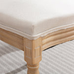 French Style Dining Chair Set of 2 Solid Wood Antique Finish Linen Back - Beige