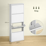 Metal Shoe Cabinet, 4 Doors Slim Shoe Rack, White