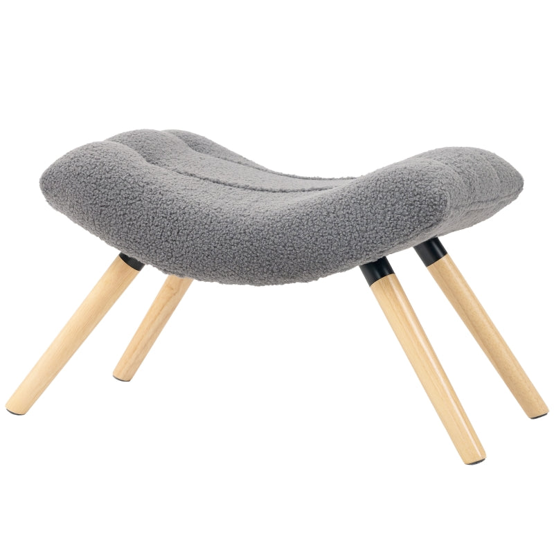 Footstool, Upholstered Stool, Dark Grey Berber Fleece