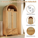 Wardrobe with Rattan Weave and 2 Doors, 181x78x45 cm, Oak Look