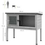 Rabbit Hutch Winterproof Hinged Roof 84x43x70 cm Fir Wood, Grey