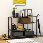 Side Table Narrow 4 Levels Anti-Tip Industrial Design Black Steel